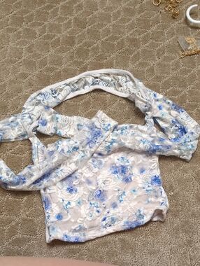 Windsor White Lace Camisole with Blue Floral Print